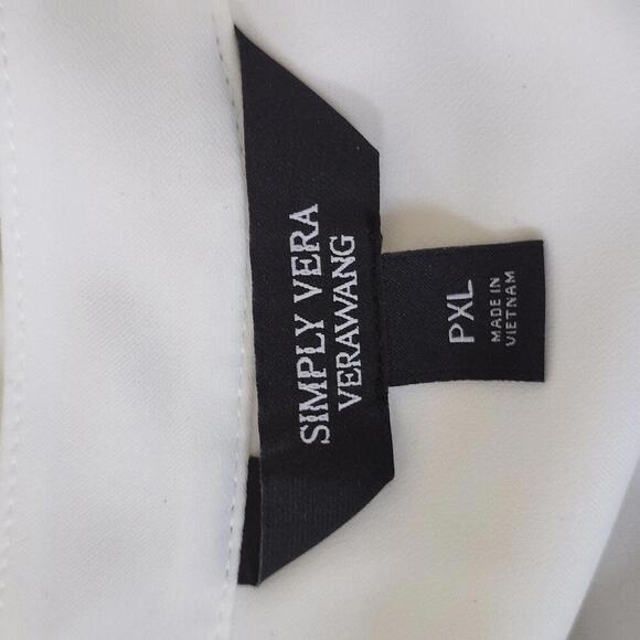 Simply Vera Vera Wang Women's White Short Sleeve Blouse Size XL - Picture 5 of 9
